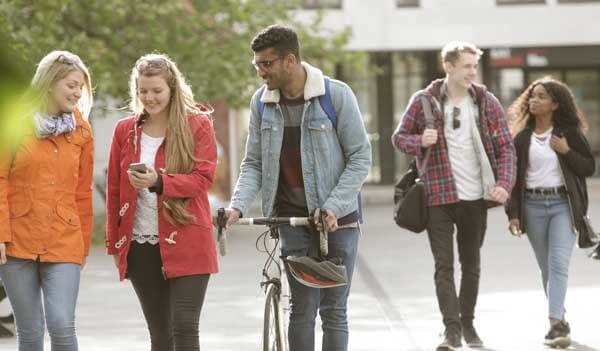 group of students walking