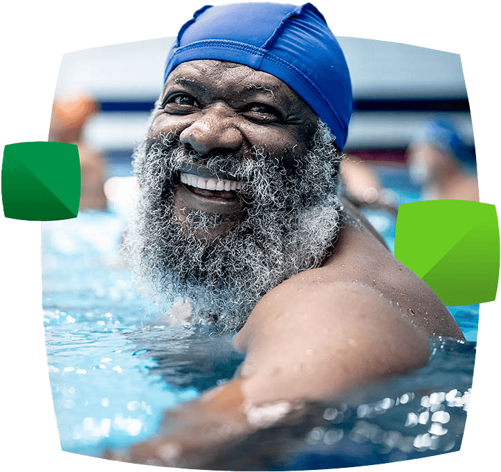 Smiling man in swimming pool