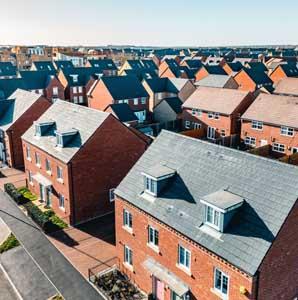 Aerial view of houses